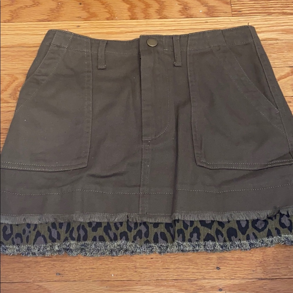 army green skirt with cheetah stripe